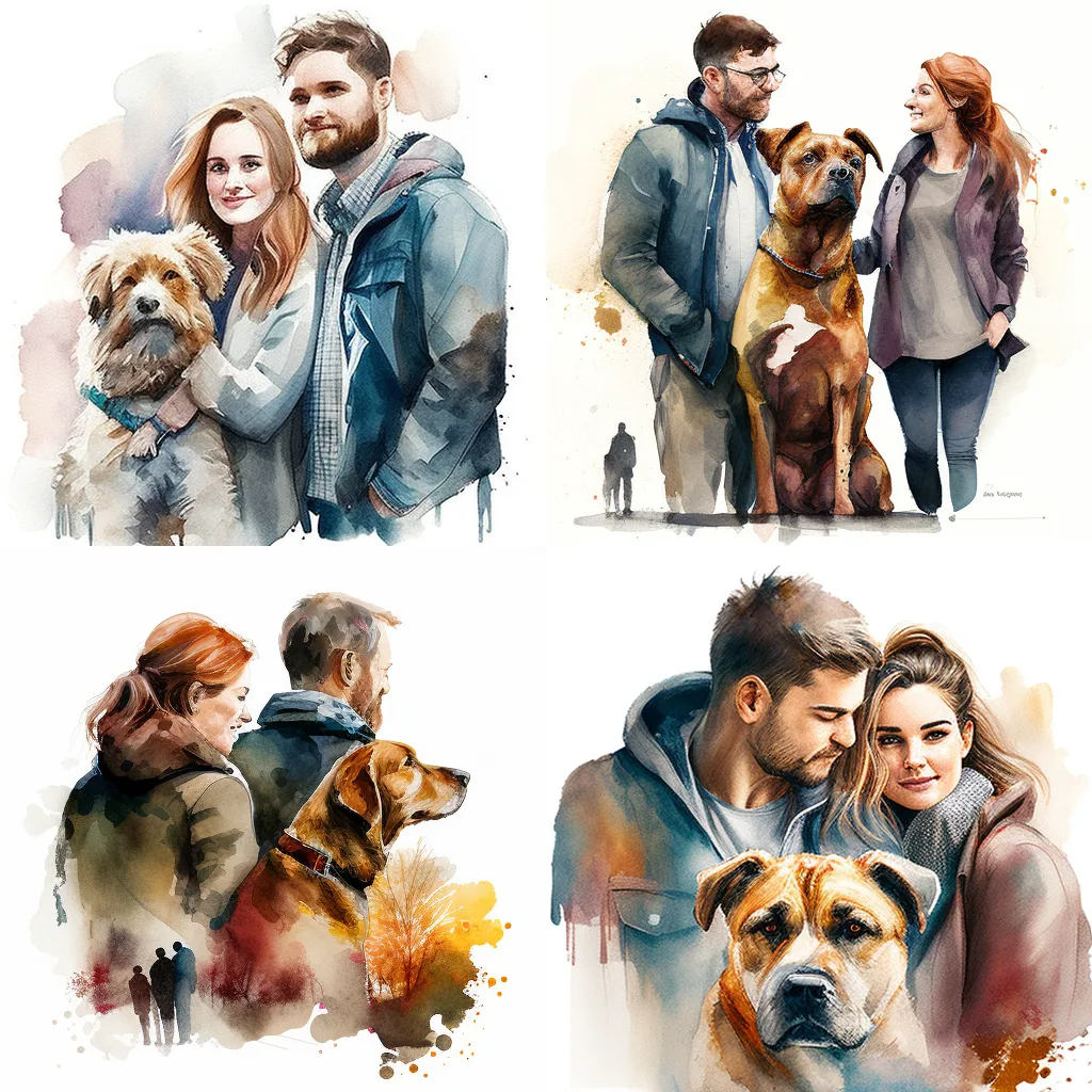 kerry A couple with a dog in watercolor bf443760 720e 41a9 8075 426c6bcb4a5d