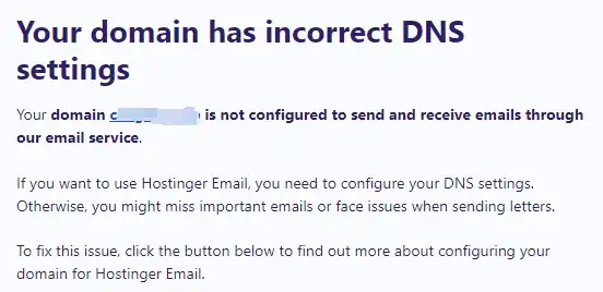 your domain has incorrect dns settings