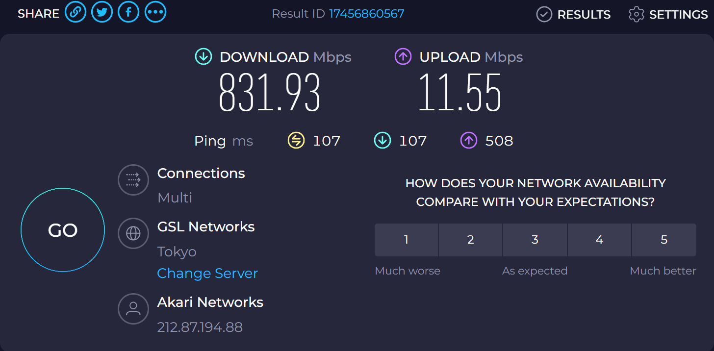 okunc speedtest jp