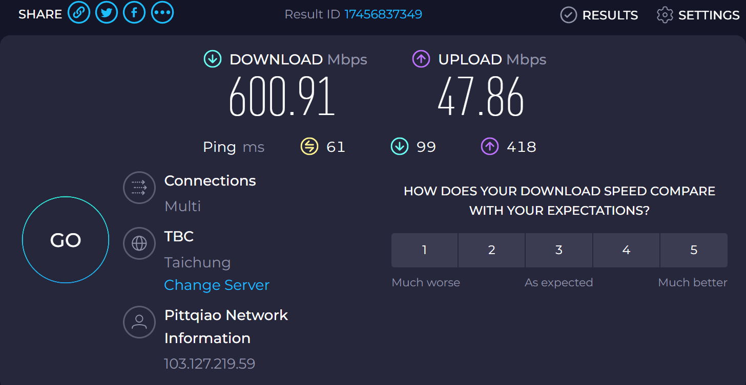 okunc speedtest tw