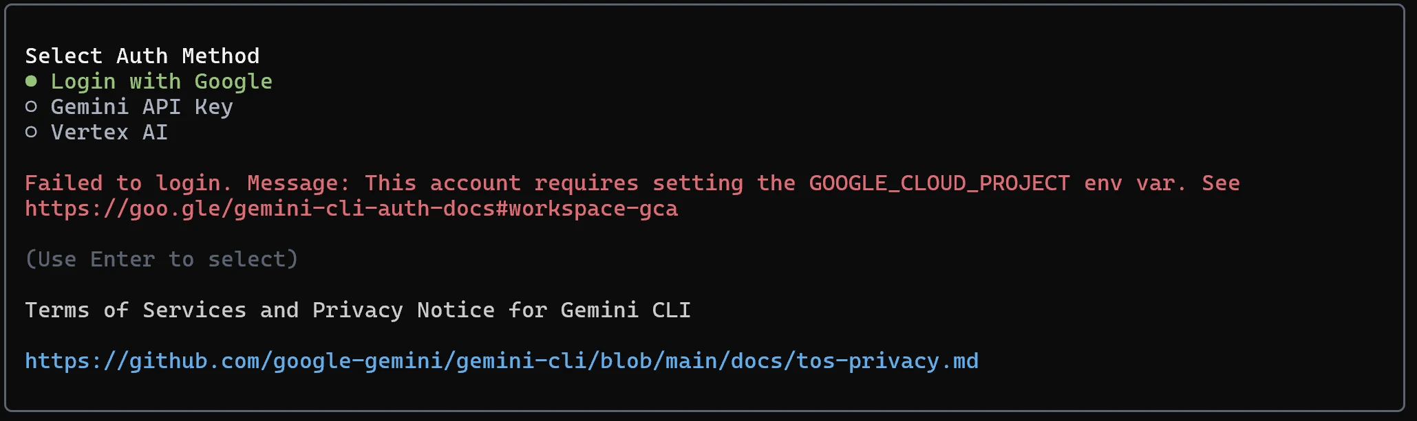 Gemini CLI 无法登录的解决办法 - 12 PixPin 2025 06 27 16 49 28
