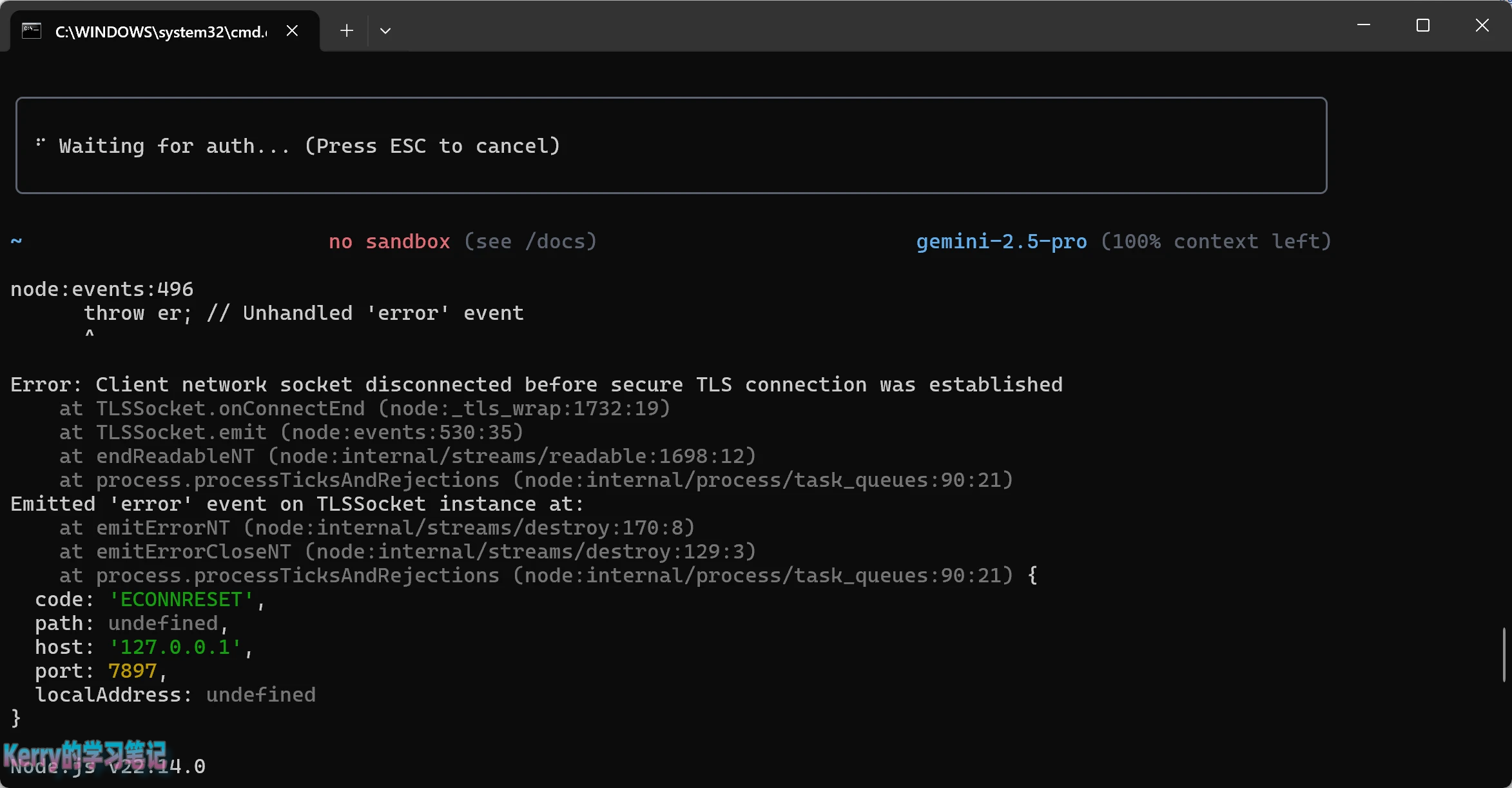 Gemini CLI 无法登录的解决办法 - 16 gemini tls error